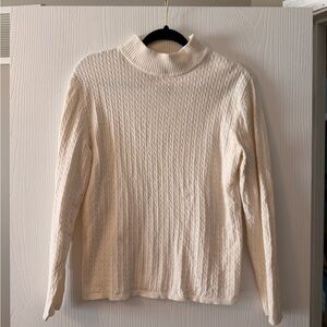 Karen Scott | Cream Cable Knit Mock Neck Sweater
